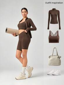 GLOWMODE 8" FeatherFit™ Crossover Biker Shorts Cycling Running Gym Workout - Cinnamoninspiration - View 7