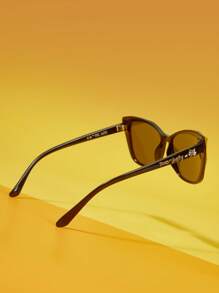 TOM & JERRY X SHEIN Letter & Cartoon Cat Print Geometric Frame Fashionable Fashion Glasses - Black - View 6