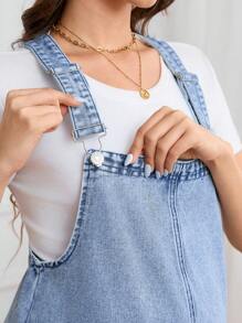 SHEIN Vestido de peto informal de maternidad de mezclilla desgastada