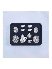 15 件套复古微型白瓷茶具壶杯盘餐具房屋样板房用品家具装饰必需品礼品