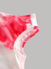 Girlism Teen Girls White Flower Print Loose Waist Casual Elegant Snug Fit Dress, Asymmetrical Neck, Vacation Knitted Long Dress - Red and White - View 3