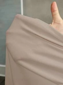 Slaydiva Plus Size Women's Casual Basic Racerback Sleeveless U-Neck Narrow Ribbed Side Ruched White Semi-Sheer Camisole - Apricot - View 6