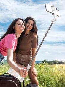 Teckwe Portable Extendable Selfie Stick Tripod With Wireless Remote Control For Travel,Vlogging,Live Streaming Video And Photos,Phone Stand Compatible With  And Android(White)