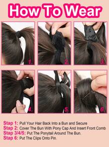 1pc Wrap Around Ponytail Straight 1B Natural Black Color Remy Natural Black Color Human Hair Extension Top Quality Daily Use Hair Extensions - Natural Black - View 8