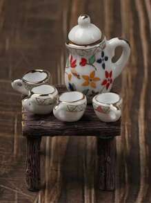 15 件套复古微型白瓷茶具壶杯盘餐具房屋样板房用品家具装饰必需品礼品