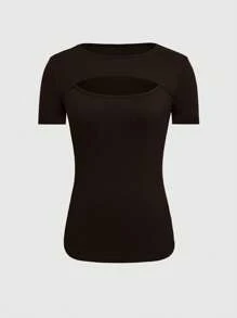 INAWLY 女士圆领短袖镂空休闲 T 恤