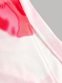 Girlism Teen Girls White Flower Print Loose Waist Casual Elegant Snug Fit Dress, Asymmetrical Neck, Vacation Knitted Long Dress - Red and White - View 5