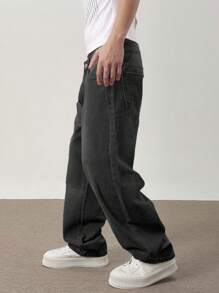 Claim Dot Men's Plus Size Black Denim Jeans: Stylish And Comfortable Long Zippered Jeans For A Casual Look - Black - View 6