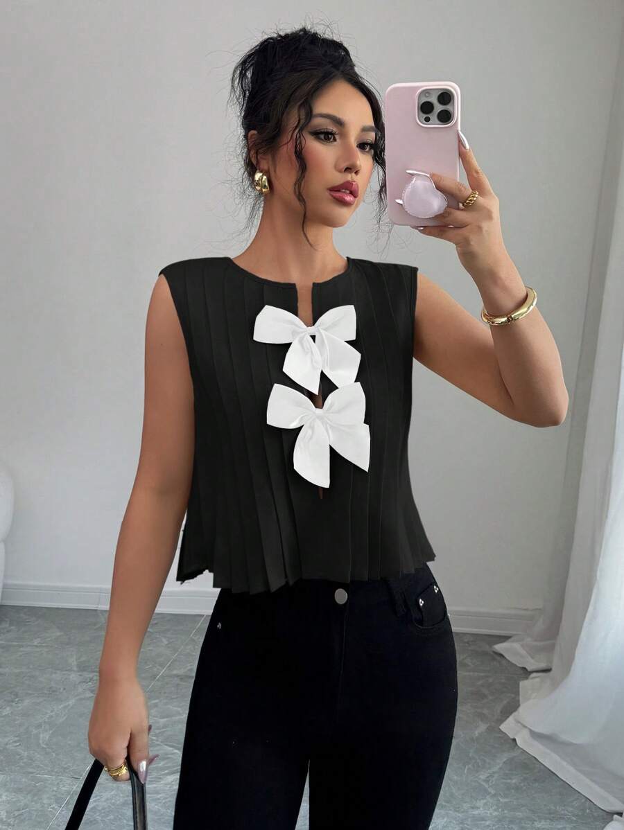 Elenzga Áo sơ mi nơ tối giản, phù hợp cho mùa hè - Nhiều màu - Xem 1