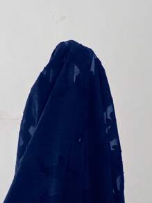 SHEIN Unity Plus Size Elegant Floral Print Long Sleeve Ruffle Hem Split Dress,Valentine - Navy Blue - View 6