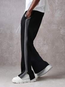 SUMWON Designer Athletic Flare Sweatpants Retro Track Style Jogger High Performance Sports Wear Fall Winter Active Leisure Bottoms Street Style Urban Fashion Unisex Fitness Wear - Black - View 4