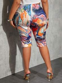 SHEIN SXY Leggings con estampado de mármol de talla grande modernos