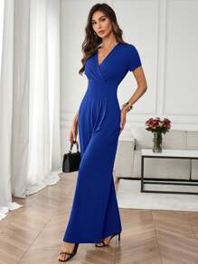 SHEIN Clasi 女士休闲通勤纯色收腰阔腿连体裤