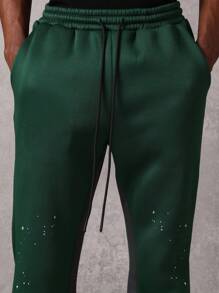 SUMWON Painterly Flare Sweatpants Athletic Loungewear Comfortable Wide-Leg Street Style Sports Fashion Splatter Design Urban Casual Relaxed Fit Sweatpants Fall Winter Athleisure - Dark Green - View 6