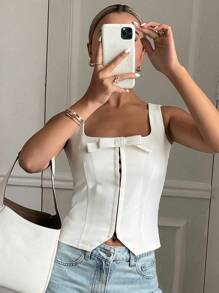 Áo ba lỗ công sở ôm vừa vặn cho nữ mùa hè - Màu be - Xem 8