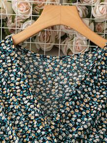 EMERY ROSE 女士休闲短袖印花连衣裙，随意设计长款女装 - 黑色 - 查看 5