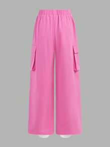 2pcs/Set Tween Girls Cute Bow Allover Printed T-Shirt & Loose Long Pants Set - Pink - View 7