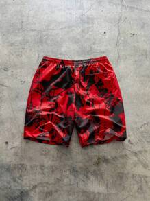 Manfinity VCAY Men's Loose Digital Print Woven Shorts - Red - View 2