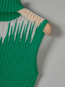 Chiquease 女士纯色针织上衣，简约时尚，适合夏季 - 綠色 - 查看 4