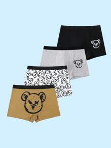 4pcs/Pack Stylish Graphic Animal Print Boxer Briefs For Tween Boys - Multicolor - View 5