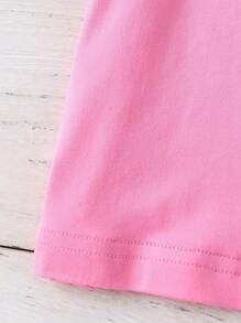 SHEIN Playful Pals Trang phục mùa hè ngắn tay màu trơn đơn giản cho bé gái - Nhiều màu - Xem 4