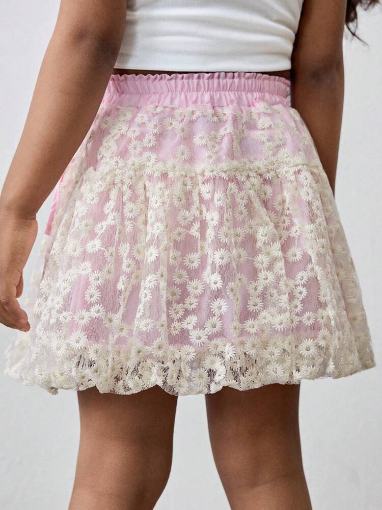 Young Girl Loose Casual Textured Pattern Tulip Hemline Skirt