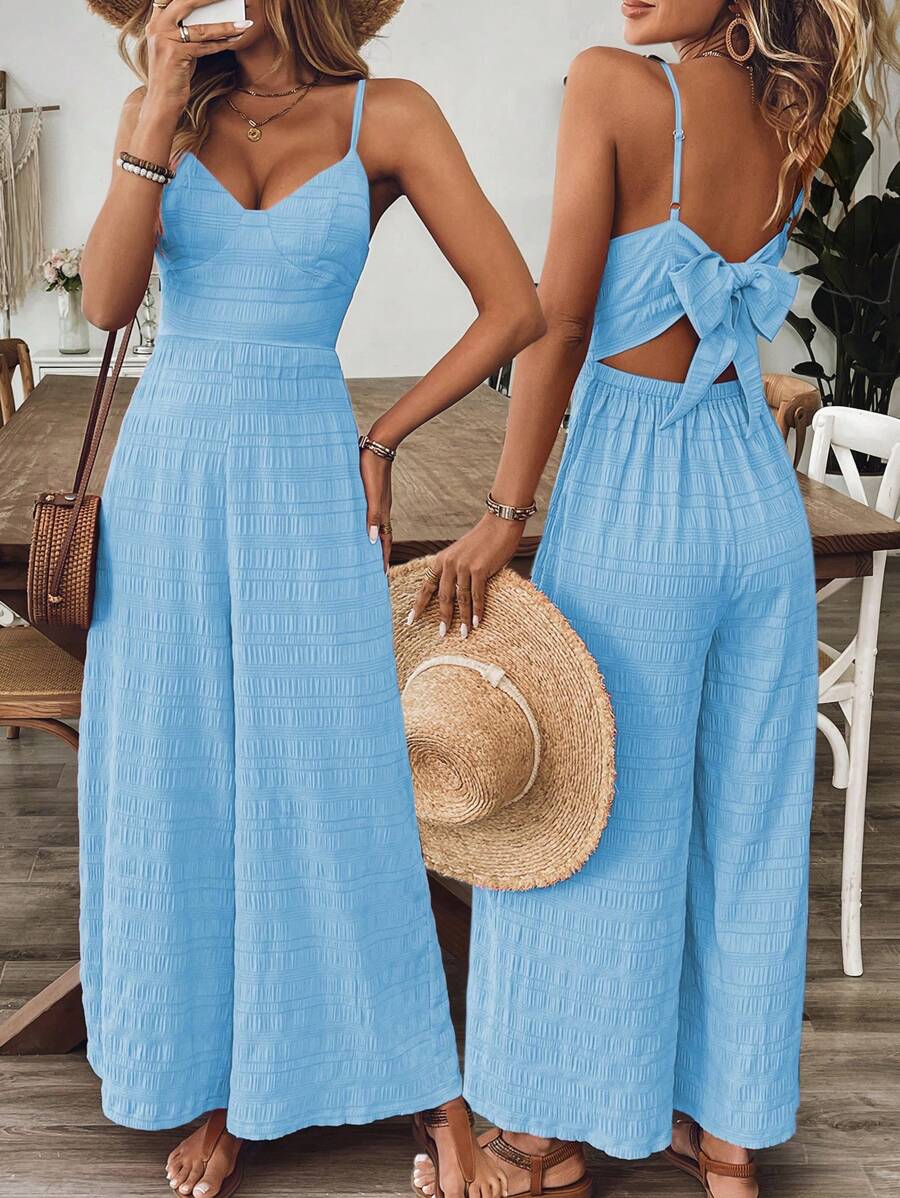 Breezaya Women's V-Neck Fuchsia Jumpsuit, Vacation/Summer