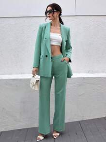 CLARA VERO Women's Olive Green Elegant Suit Sets - Mint Green - View 6