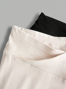 CovetEZ Plus Size Knitted Fabric Leggings For Women: Casual, Long, And Comfortable With A Stepped Waistband Design - Multicolor - View 7