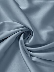 SHEIN Frenchy Apricot Satin Basic Open Front Casual Blouse, Suitable For Office, Commute, And Daily Wear, Plus Size - Blue - View 7