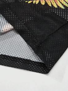 Manfinity EMRG Men's Loose Fit Angel Graphic Print Black Short Sleeve Mesh T-Shirt,Boyfriend Gift, Graphic Tops Men, Cartoon Shirt, Oversized T Shirt Graphic, Graphic Tees Men