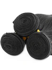 Tóc dệt thẳng Yaki nhẹ 3 bó tóc thật nguyên chất chưa qua xử lý, tóc dệt bằng tóc thật cho phụ nữ màu đen tự nhiên - Natural Black - Xem 6