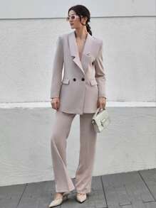 CLARA VERO Conjunto de traje elegante verde oliva para mujer