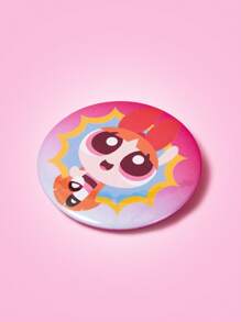 THE POWERPUFF GIRLS X SHEIN 1pc Cute Cartoon Blossom Pattern Ombre Round Badge
