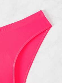 Surfspeed Plus Size Men's Solid Color Summer Beach Vacation Triangle Swim Trunks - Hot Pink - View 5