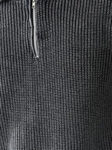 SUMWON Luxury Ribbed Knit Polo Sweater Half-Zip Collar Modern Casual Pullover Classic Short Sleeve Fashion Top Business Casual Autumn Winter Knitwear