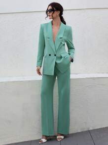 CLARA VERO Women's Olive Green Elegant Suit Sets - Mint Green - View 1