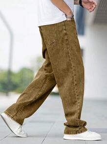 Manfinity Hypemode Jeans holgados de algodón para hombre con bolsillo en ángulo