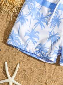 Baby & Toddler Boys Coconut Tree Print Woven Fabric Swim Trunks - Multicolor - View 5