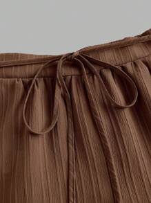 SHEIN Essnce 3条装夏季裤子女士纯色腰系带阔腿宽松休闲裤 - 彩色 - 查看 8