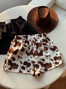 Comfortcana 音乐节夏季多件套牛印花宽松短裤 - 彩色 - 查看 1