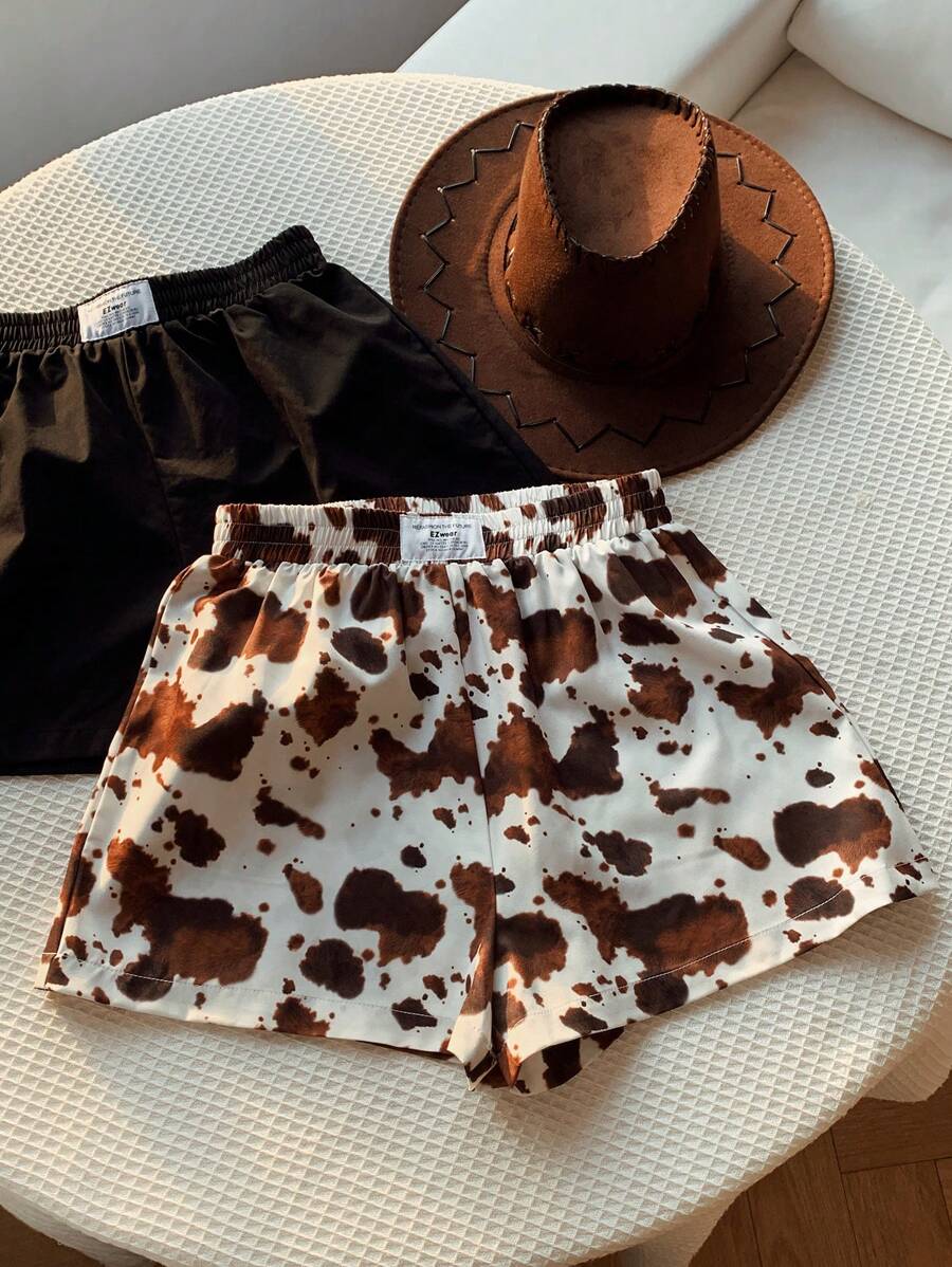 Comfortcana 音乐节夏季多件套牛印花宽松短裤 - 彩色 - 查看 1