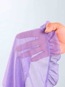 1pc Girls' Floral & Butterfly Printed One-Piece Swimsuit With Mesh Skirt - Multicolor - View 3