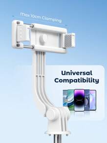 Teckwe Portable Extendable Selfie Stick Tripod With Wireless Remote Control For Travel,Vlogging,Live Streaming Video And Photos,Phone Stand Compatible With  And Android(White)