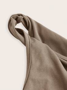 Siren Gaze 情人节勃艮第红色扭纹单肩上衣优雅修身女士上衣 - 卡其色 - 查看 9