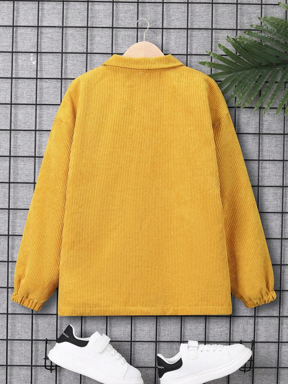 Tween Boy Letter Patched Detail Thermal Lined Corduroy Coat