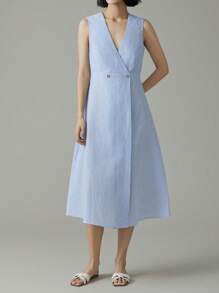 EMERY ROSE Women's Summer Casual Striped Sleeveless Midi Dress