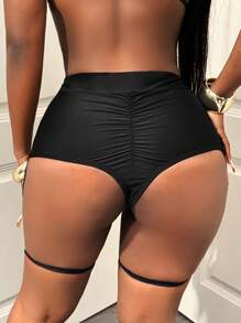 Swim SXY Women's High Waist Thigh Shaper Bikini Bottom For Summer Beach Vacation - Black - View 6