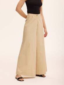 Chiquease Casual Khaki High Waist Wide Leg Cotton Cargo Pants Fall Cloth For Women - Khaki - View 4