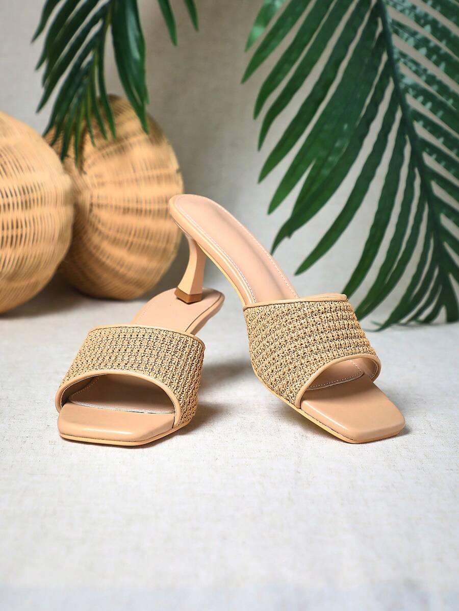 SHUZIA Giày cao gót Raffia thoải mái thời trang nữ - Màu be - Xem 1